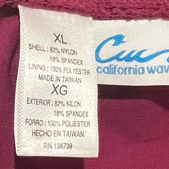 California Waves Wine Lace Up Back Hook Bikini Top Beach Swim Juniors size XL - Picture 6 of 6